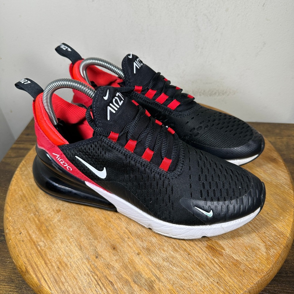 Nike Air Max 270 Black University Red Sneakers 943345-025 Womens 8.5 Kids 7Y